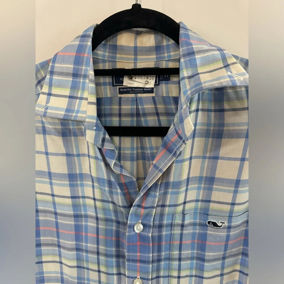 Vineyard Vines Men XS Slim Fit Tucker LS Shirt - Blue Multi-color Plaid - Picture 2 of 6